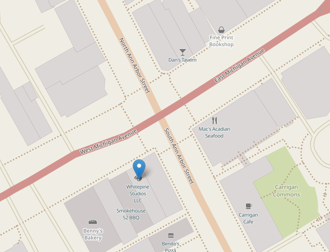 Map of Whitepine Studios in Downtown Saline